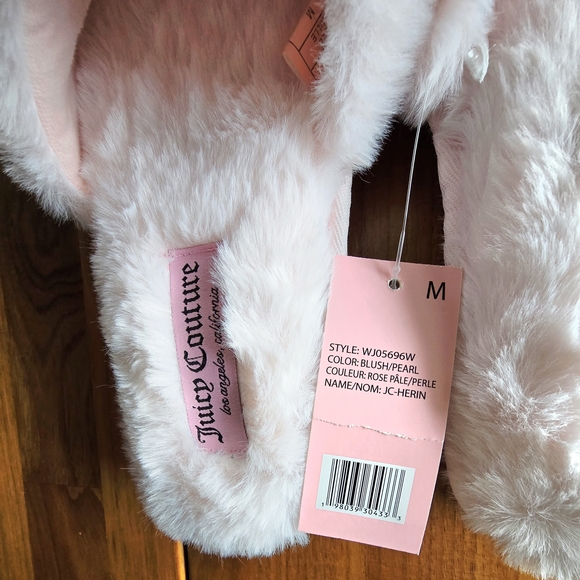 NEW! Juicy Couture Women's Faux Fur Slippers In Blush/Pearl Size M 6.5/7.5 - Picture 5 of 10